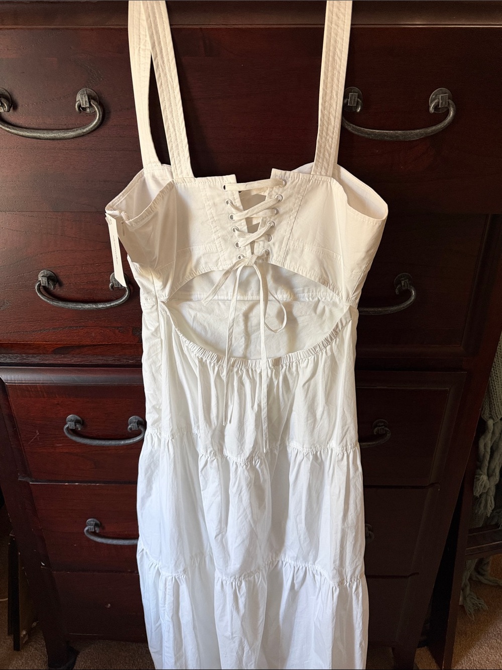 A.L.C. White Cotton Lace-Up in back Maxi Slip Dress